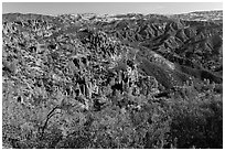 Gabilan Mountains. Pinnacles National Park, California, USA. (black and white)