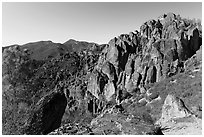 High Peaks. Pinnacles National Park, California, USA. (black and white)