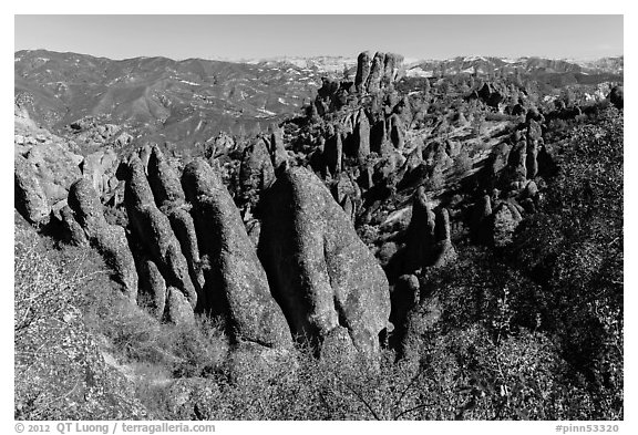 Monolith and colonnades. Pinnacles National Park (black and white)
