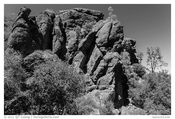 Cliff, Bear Gulch. Pinnacles National Park (black and white)