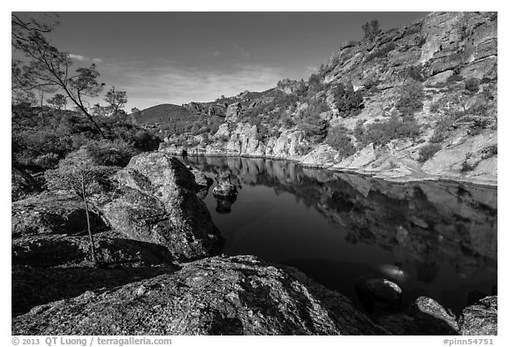 Bear Gulch Reservoir. Pinnacles National Park (black and white)