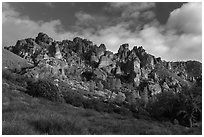 Pinnacles from West side. Pinnacles National Park, California, USA. (black and white)