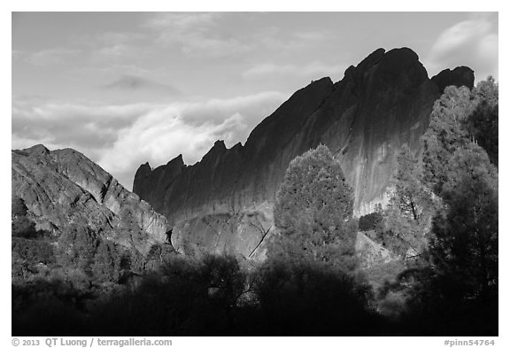 Shadows over Machete Ridge. Pinnacles National Park (black and white)