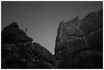 Machete Ridge at night with stary sky. Pinnacles National Park ( black and white)