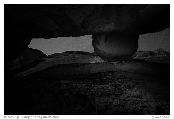 Stary sky seen between walls, Balconies Cave. Pinnacles National Park, California, USA.