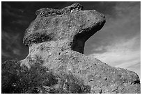 Anvil rock formation. Pinnacles National Park, California, USA. (black and white)