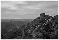 High Peaks at sunset. Pinnacles National Park, California, USA. (black and white)