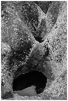 Pools in Condor Gulch. Pinnacles National Park, California, USA. (black and white)