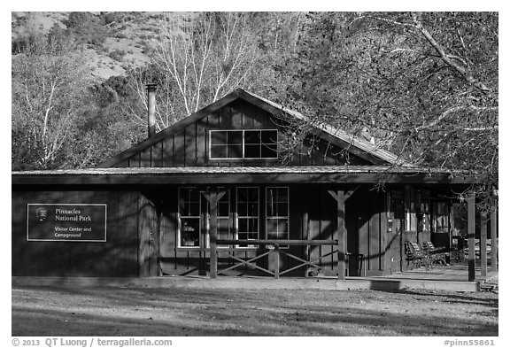 Visitor center and camp store. Pinnacles National Park (black and white)