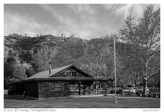 Visitor center and campground. Pinnacles National Park (black and white)