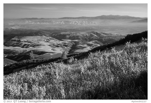 View over Salinas Valley from South Chalone Peak. Pinnacles National Park (black and white)