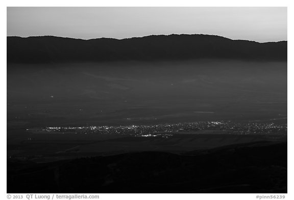 Soledad and Salinas Valley from Chalone Peak at dusk. California, USA