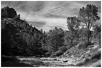 Dry Chalone Creek bed in the fall. Pinnacles National Park ( black and white)