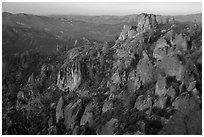 Rock spires at dusk. Pinnacles National Park ( black and white)