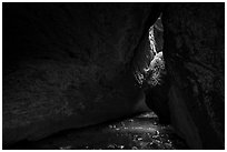 Stream in cave. Pinnacles National Park ( black and white)