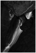 Waterfall, Lower Bear Gulch cave. Pinnacles National Park ( black and white)