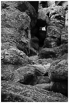 Stacked boulders, Bear Gulch. Pinnacles National Park ( black and white)