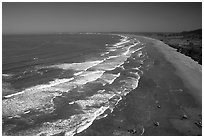 Wawes and Crescent Beach from above. Redwood National Park, California, USA. (black and white)
