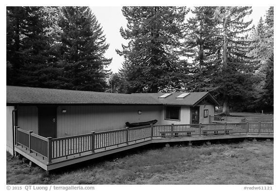 Hiouchi Information center. Redwood National Park (black and white)