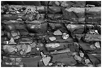 Close-up of rocks and stratified slab, Enderts Beach. Redwood National Park ( black and white)