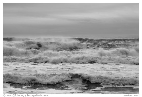 Breaking surf, Enderts Beach. Redwood National Park (black and white)