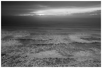 Elevated view of waves and sunset. Redwood National Park ( black and white)