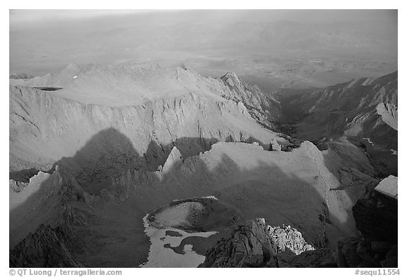 Looking towards Owens Valley from Mt Whitney summit. Sequoia National Park, California, USA.