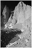 East face of Mt Whitney and Keeler Needle. Sequoia National Park ( black and white)