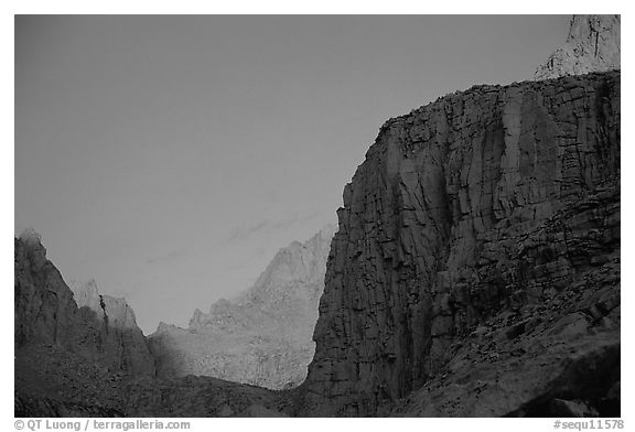 First light on Mt Whitney chain. Sequoia National Park, California, USA.