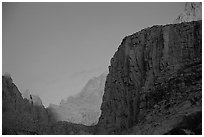First light on Mt Whitney chain. Sequoia National Park, California, USA. (black and white)