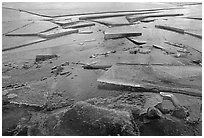 Ice on lake near Trail Camp, Inyo National Forest. California, USA (black and white)