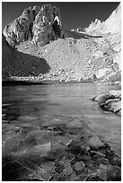 Frozen lake near Trail Camp. Sequoia National Park, California, USA. (black and white)