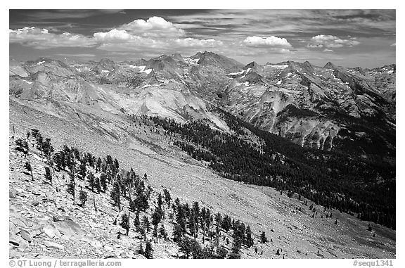 Western Divide from Alta Peak. Sequoia National Park (black and white)