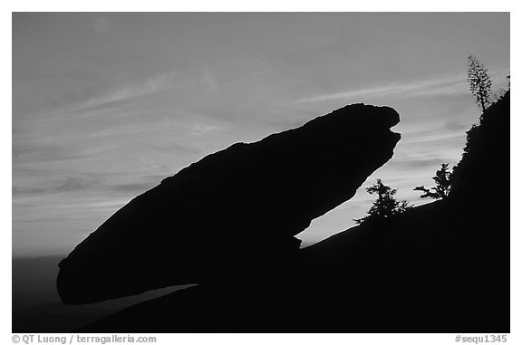 Balanced rock, sunset. Sequoia National Park (black and white)