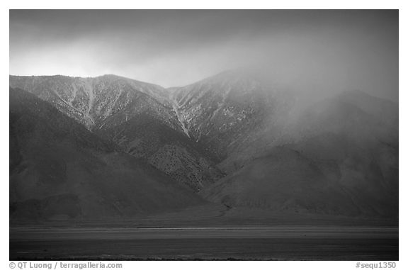 Clearing storm over  Sierras from Owens Valley, sunset. Sequoia National Park, California, USA.