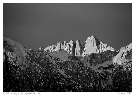 Mt Whitney, sunrise. Sequoia National Park (black and white)