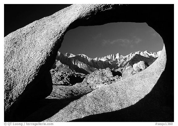 Alabama hills arch II and Sierras, early morning. Sequoia National Park, California, USA.