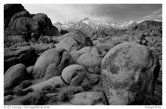 Alabama hills and Sierras, winter morning. Sequoia National Park, California, USA.