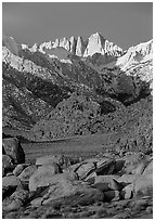 Alabama hills and Mt Whitney. Sequoia National Park ( black and white)