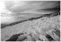 Windblown snow formations near the summit of Mt Whitney. Sequoia National Park, California, USA. (black and white)