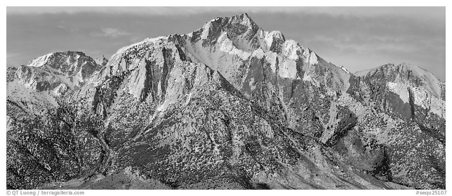 Lone Pine Peak, winter sunrise. Sequoia National Park (black and white)