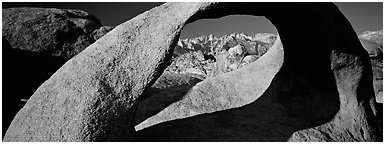 Arch and mountains. Sequoia National Park (Panoramic black and white)