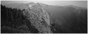 Moro rock. Sequoia National Park (Panoramic black and white)