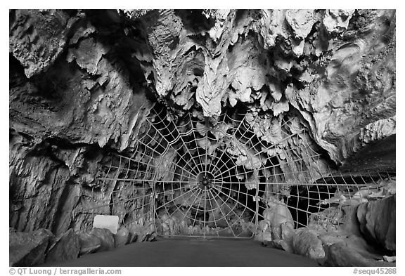 Entrance to Crystal Cave. Sequoia National Park (black and white)