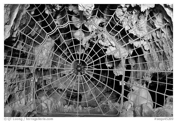 Spiderweb-like gate closing  Crystal Cave. Sequoia National Park, California, USA.