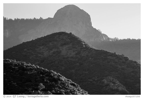 Hills below Moro Rock. Sequoia National Park (black and white)