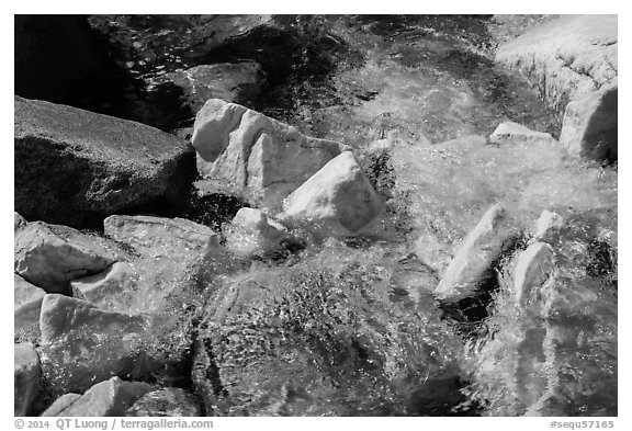 Marble rocks in Marble fork of Kaweah River. Sequoia National Park (black and white)