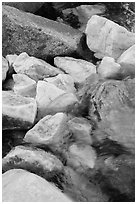 Marble rocks in river. Sequoia National Park ( black and white)