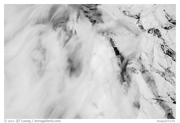 Stream flowing over marble rocks. Sequoia National Park (black and white)