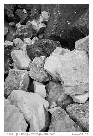 Marble rocks in talus. Sequoia National Park (black and white)